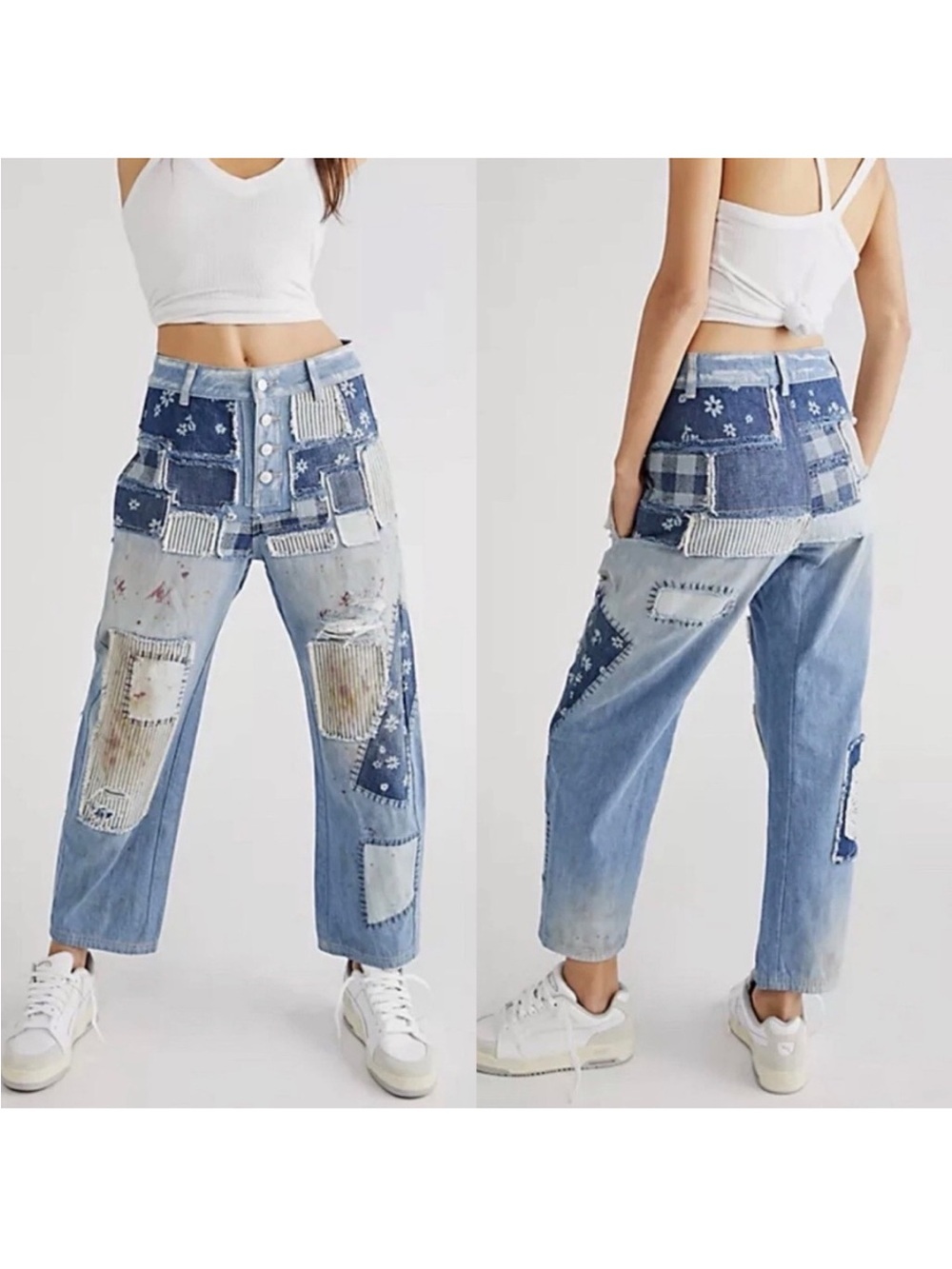 We The Free Azalea Distressed Patchwork Jeans.